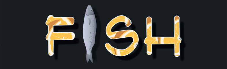 FISH word logo, stylized as fish products - Vector illustration