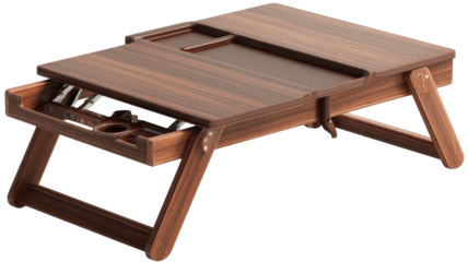 Wooden portable lap desk with storage