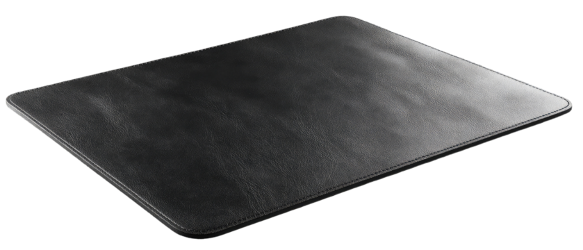 Dark rectangular surface, possibly a protective mat