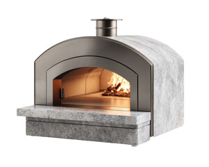 Modern, stainless steel pizza oven with granite