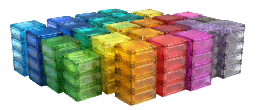 Colorful translucent magnetic building blocks