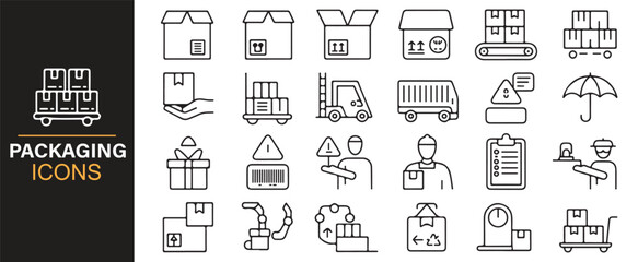 Versatile packaging icons set for shipping and logistics