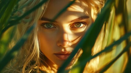 Woman with Blonde Hair Looking Directly