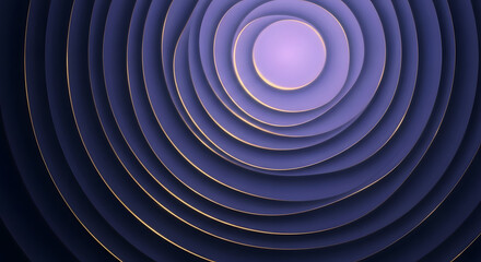 Obraz premium Abstract art representing the sound of Joya no Kane (New Year s Eve temple bells), deep resonant blues and purples, concentric waves of light and shadow emanating from a central point _1