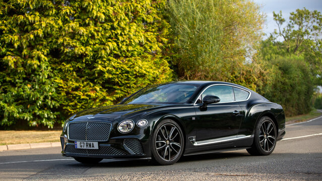 Whittlebury,Norhants,UK - Aug 23rd 2025:  2020 Bentley Continental gt  car driving on a British road