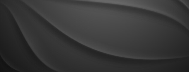 Smooth dark grey wavy shapes create a flowing abstract background.