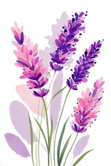 Fototapeta premium Delicate watercolor lavender flowers creating a vibrant bouquet