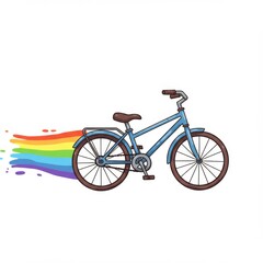 Fototapeta premium Pixel Art Bicycle with Rainbow Trail