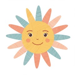 Obraz premium Happy Cartoon Sun Illustration with Colorful Rays