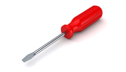 Red screwdriver on white background