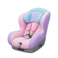Pastel Pink and Purple Baby Car Seat 3D Render
