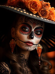 Day of the dead or dia de los muertos themed design for background, banner, wallpaper, cards, or advertising