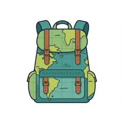 Pixel Art World Map Backpack Illustration