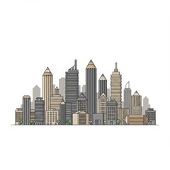 Pixel Art City Skyline Illustration
