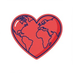 Red Heart Shaped World Globe Illustration