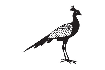 Fototapeta premium Elegant black silhouette of a peacock standing tall