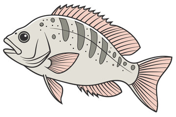A colorful vector cartoon of a tropical fish swimming in the water