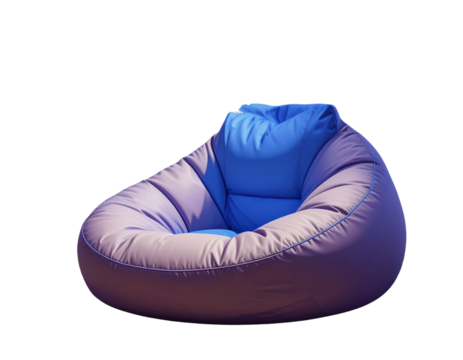 3d cozy Bean Bag Sofa with Cushions Isolated on Transparent Background