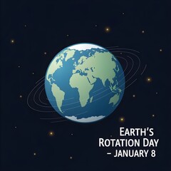 Naklejka premium Earth’s Rotation Day January 8 - Stylized Vector Illustration