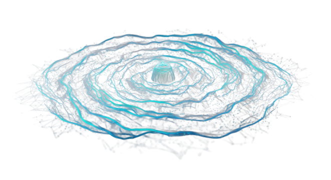 High-res abstract digital pattern, undulating lines, ripples, cool grays, vibrant electric blues, futuristic teal, soft digital glow, subtle grid, concept of data intelligence