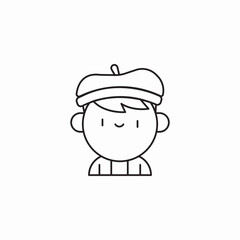 artist man beret icon sign vector