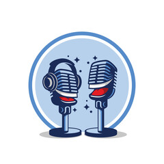podcast microphone abstract logo modern style