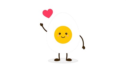 A cheerful egg character, holding its arm aloft, is depicted against a simple white backdrop.