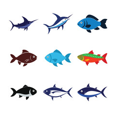 olorful Cartoon Fish Vector Bundle – 9 Stylized Sea Animal Illustrations in AI Format