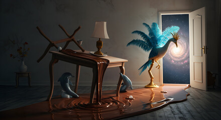 A surreal dream where objects are melting and reforming into new, unexpected shapes