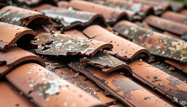 broken roof tiles