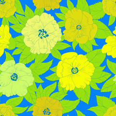 Yellow flower garden. Seamless background for fabrics, textiles, packaging and wallpapers. Vector background.