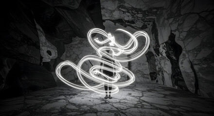 A surreal dream where time is visible as flowing ribbons of light