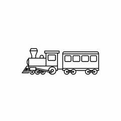 Simple train outline on clean white background, showcasing engine and passenger car. Simple train design is an excellent representation of transportation and railways.