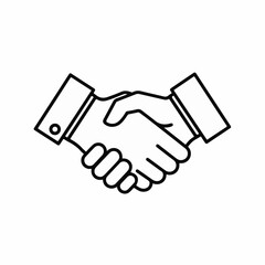 Naklejka premium Handshake in outline style conveying business partnership deal. Symbol handshake illustrates cooperation and agreement between people.