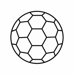 Fototapeta premium Simple soccer ball with classic design shows geometric precision. Soccer ball icon features a familiar pattern, suitable for designs needing a clear and simple representation.