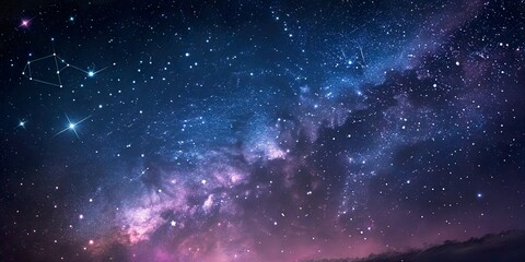 Naklejka premium Wonderous starfield gradients painting the night sky with cosmic colors and twinkling constellations in serene harmony