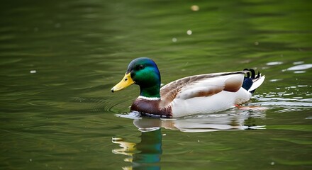 Obraz premium Male Mallard Duck Swimming in a Pond.
