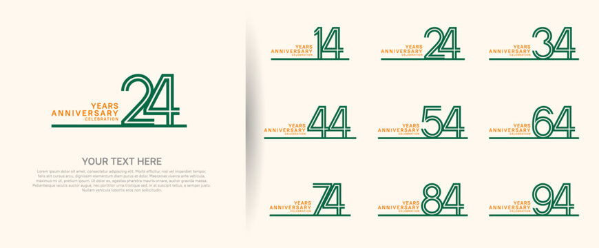 logo anniversary set. green color with long line on white background for special event