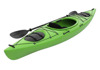 3d green kayak with paddle on black background