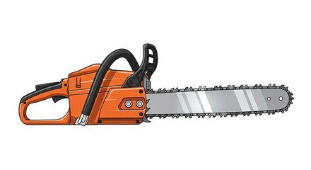 Naklejka premium Orange chainsaw with sharp blade for cutting wood
