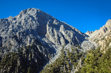 Mountains around Samaria Gorge National Park of Greece on Crete island