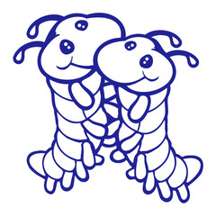 2 caterpillars cute two friends loving couple team