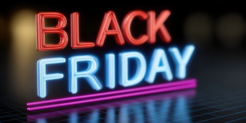 vintage black friday design, s black friday promo template with grainy gradients, pixel fonts, neon grid horizon, and bold outlined discount stickers for a nostalgic look