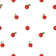 Cute red apples seamless pattern. Simple fruit design for fabric, wallpaper, wrapping paper and autumn decoration. Vector illustration