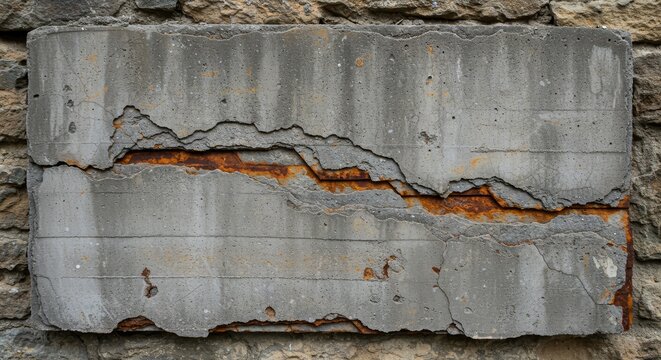 Rustic Iron In Concrete Wall , Cracked Wall Background 