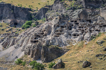 Vardzia cave monastery site on a slope of Erusheti Mountain, Georgia