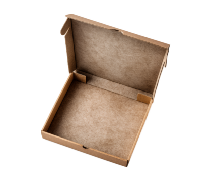 Cardboard box with a brown lid is open - Powered by Adobe