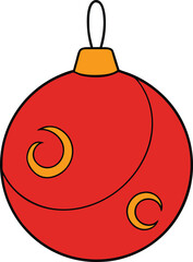 Obraz premium Festive red christmas bauble ornament with golden swirls scalable vector illustration