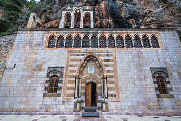 Fototapeta premium Church in Maronite Order Monastery of Qozhaya deticated to St Antohny the Great, located in Qadisha Valley in Lebanon