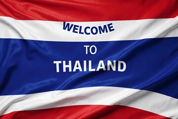 Fototapeta premium Welcome to Thailand on the Thai flag. Perfect for tourism promotion, cultural identity, travel posters, and international events